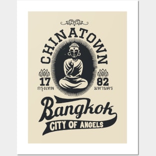 Vintage Bangkok Buddha Logo - Retro Thai Shirt Design Posters and Art